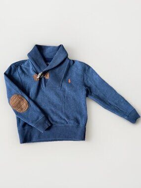 Polo Ralph Lauren Toddler Navy Blue with Brown Elbow Patches Pullover 4T
